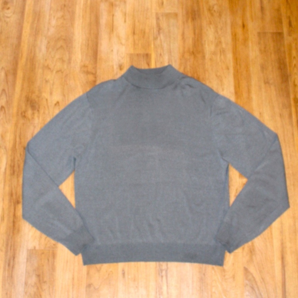 Jos. A. Bank Sweater Mens Large Grey Excellent 100% Silk Mock Neck Signature